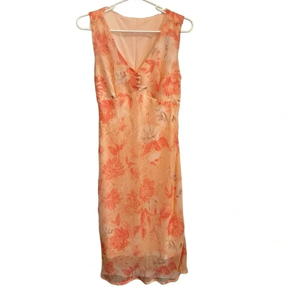 Vintage Y2K Faith Love & Passion peach and coral floral sheath midi dress - Picture 7 of 11